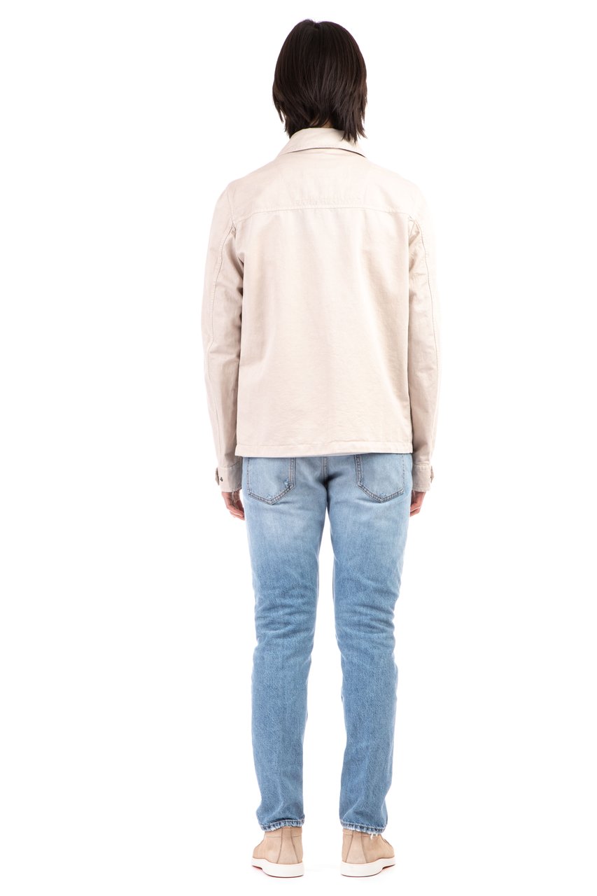 Herno Cotton-Linen Blend Overshirt with Snap Button Closure Neutraal