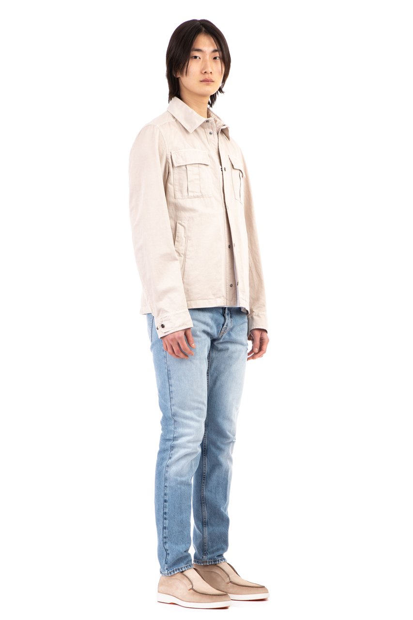 Herno Cotton-Linen Blend Overshirt with Snap Button Closure Neutraal