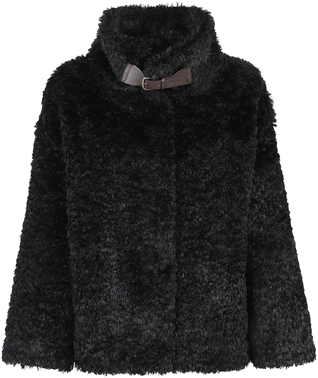 Herno Soft Faux Fur Coat Black Zwart