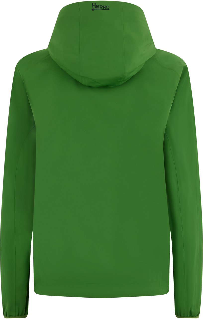 Herno Green windbreaker with hood and zip Groen