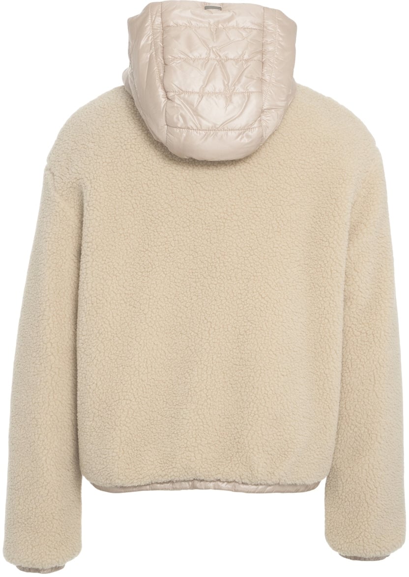 Herno Faux fur jacket with quilted hood Beige