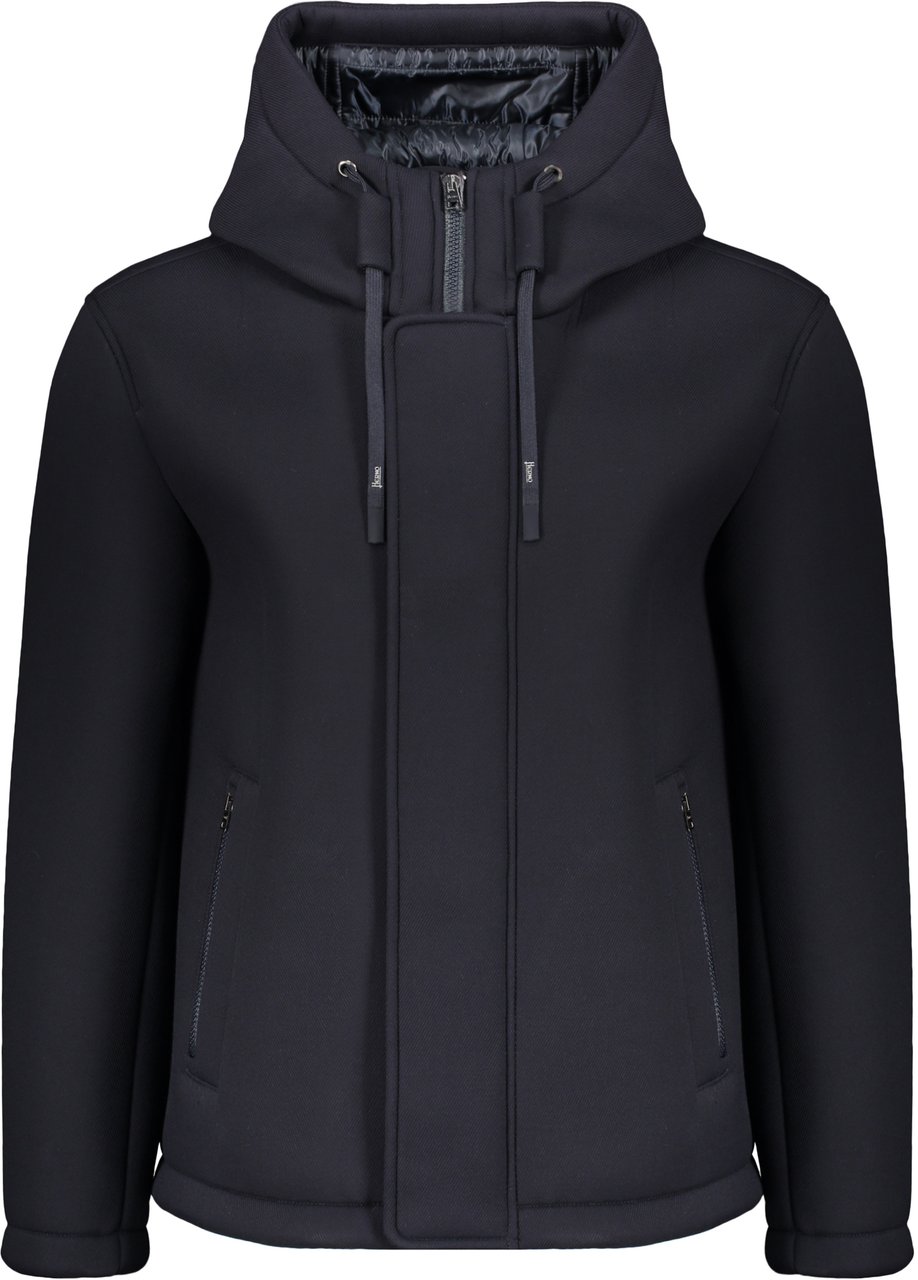 Herno Blue jacket with hood, comfort and style Blauw