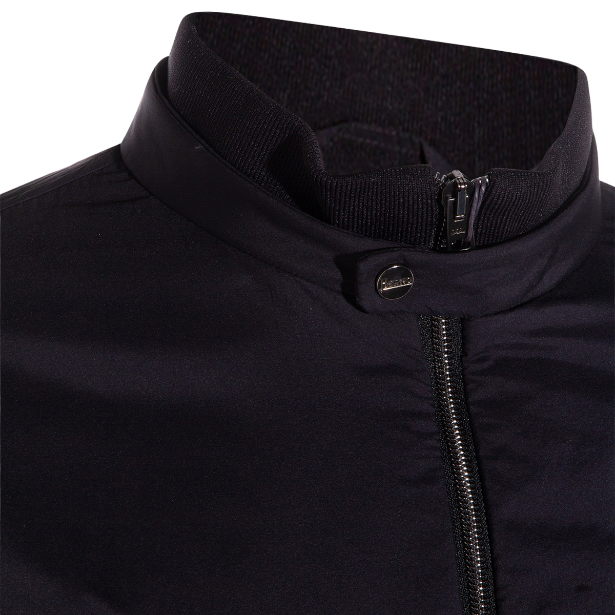 Herno Structured Black Jacket With Minimalist Design Zwart