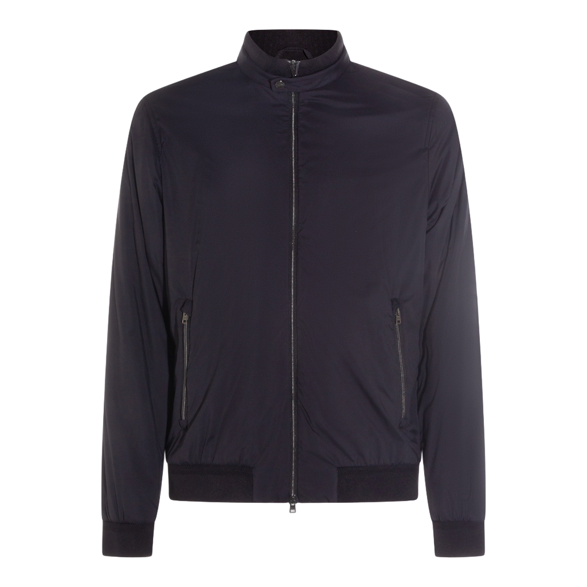 Herno Structured Black Jacket With Minimalist Design Zwart