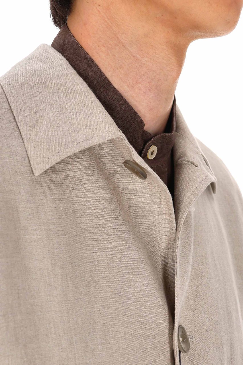 Herno Linen Buttoned Jacket Grijs