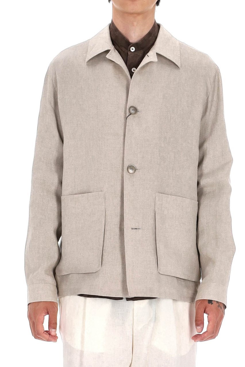 Herno Linen Buttoned Jacket Grijs