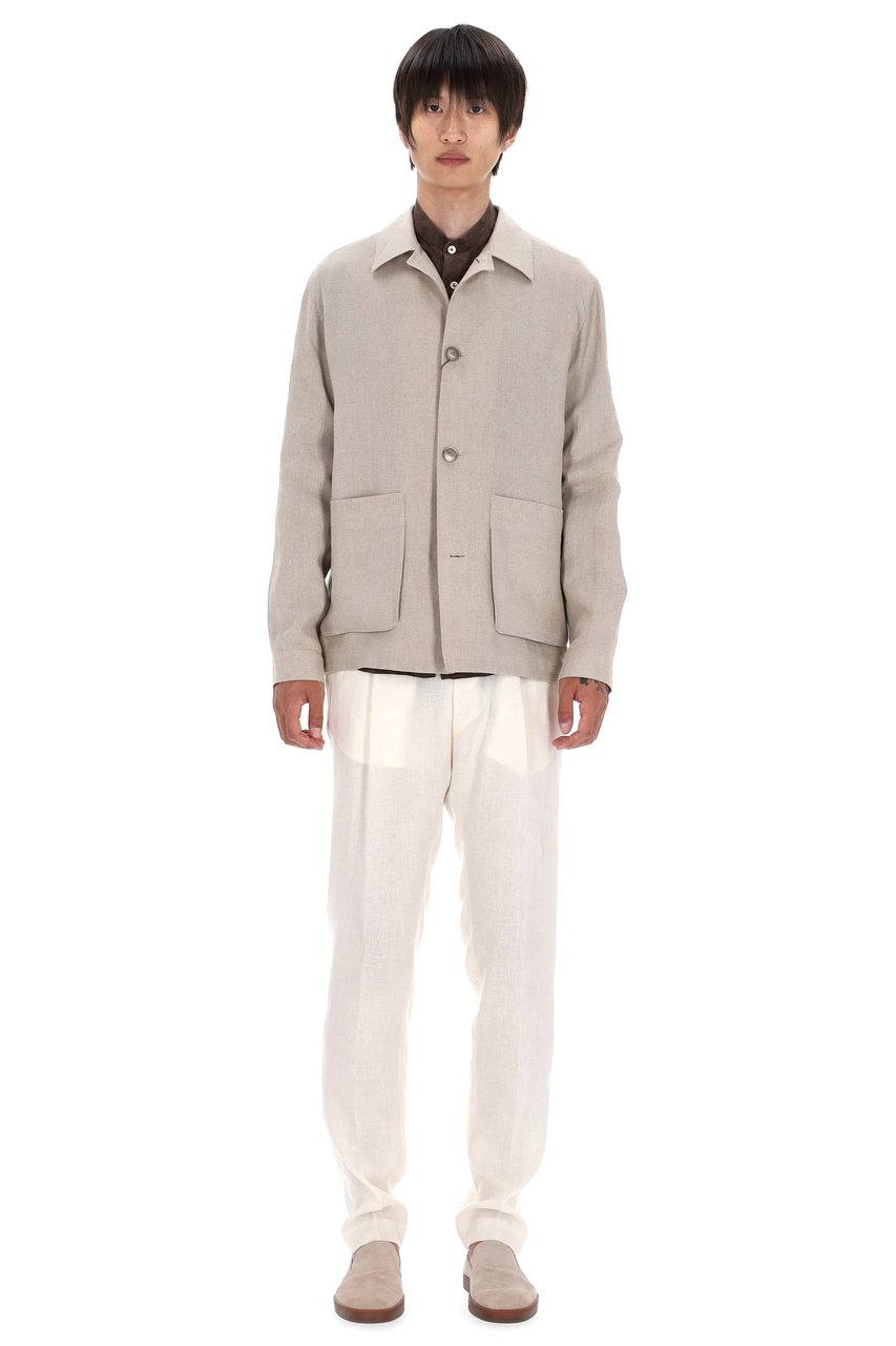 Herno Linen Buttoned Jacket Grijs