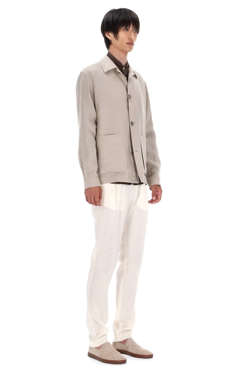Herno Linen Buttoned Jacket Grijs