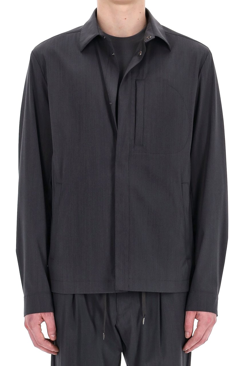 Herno Technical Wool Shirt Collar Jacket Zwart