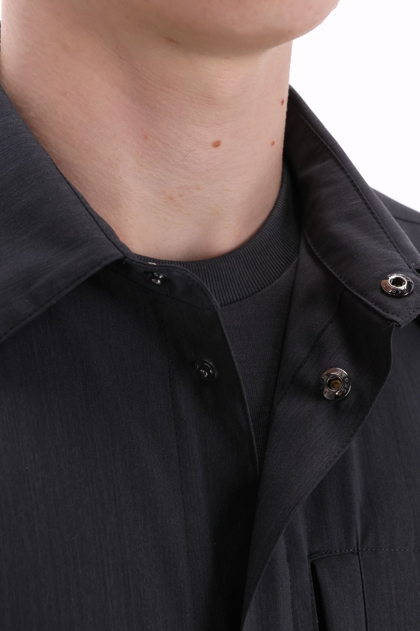 Herno Technical Wool Shirt Collar Jacket Zwart