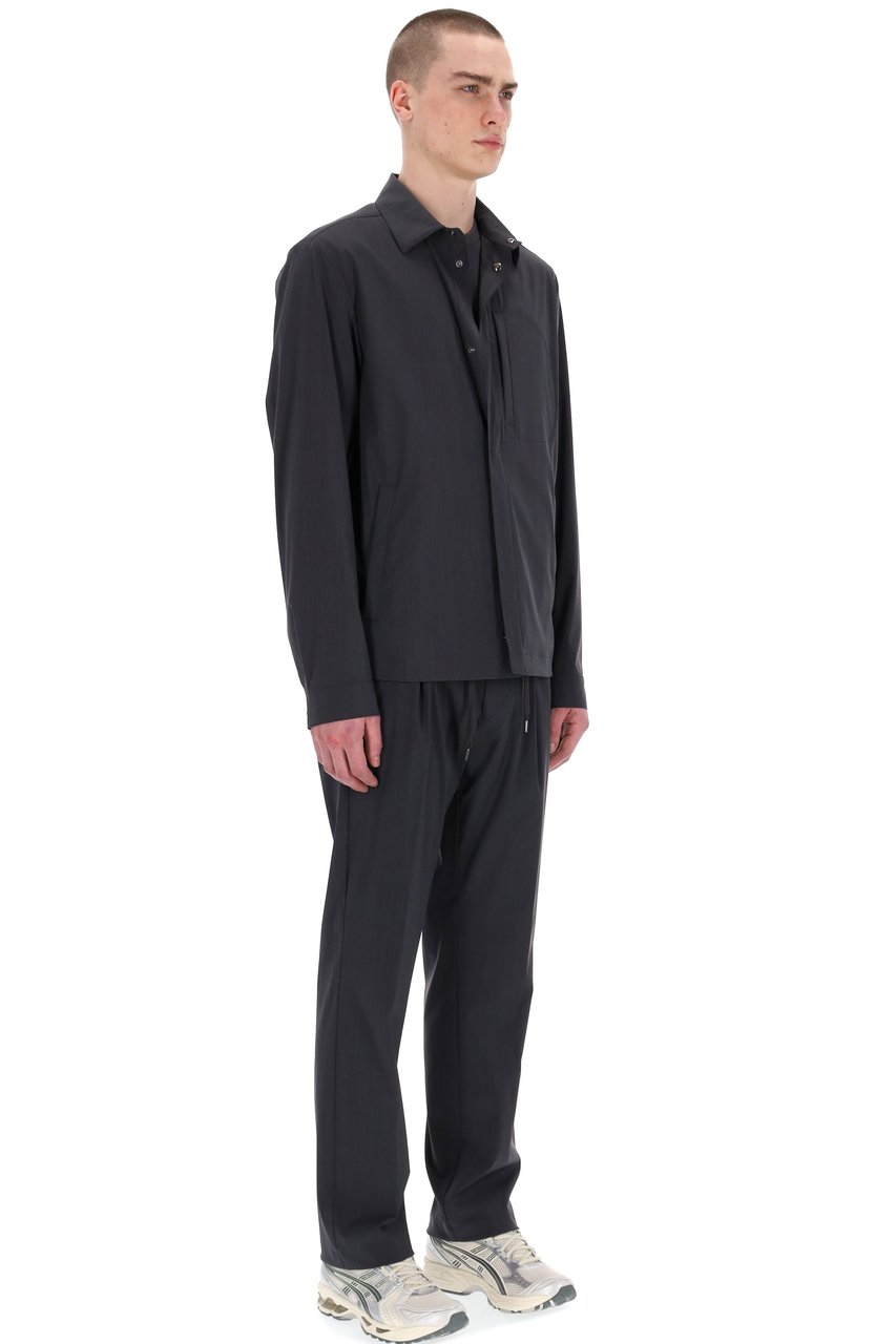 Herno Technical Wool Shirt Collar Jacket Zwart