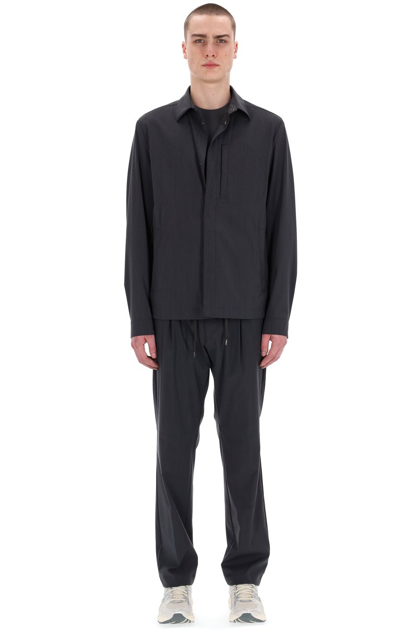 Herno Technical Wool Shirt Collar Jacket Zwart