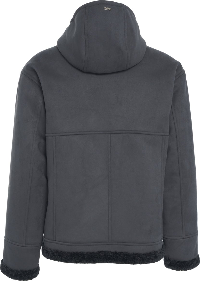 Herno Suede jacket with hood Blauw