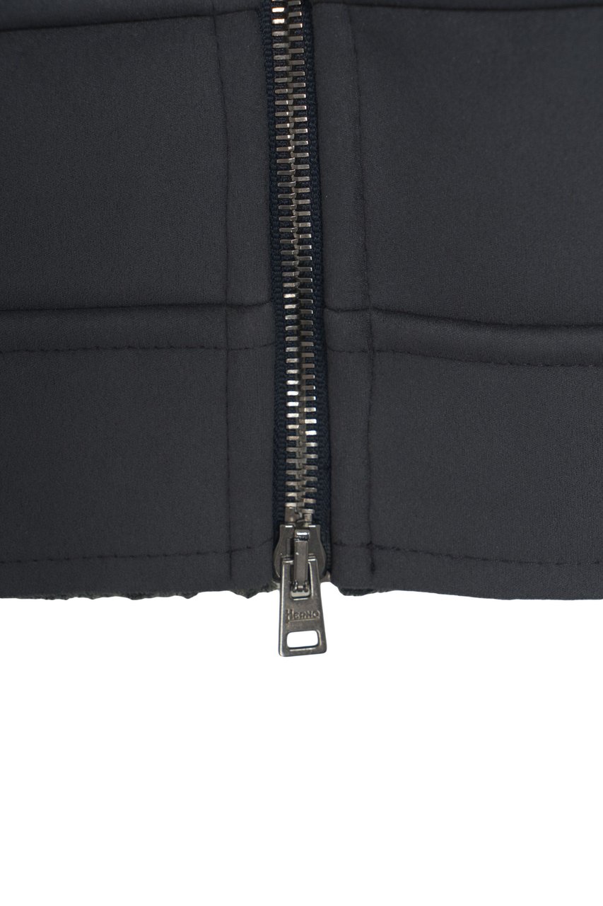 Herno Giacca in pelle scamosciata con cappuccio Blauw