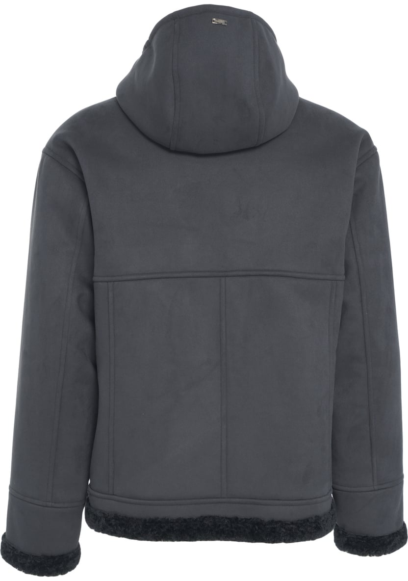 Herno Giacca in pelle scamosciata con cappuccio Blauw