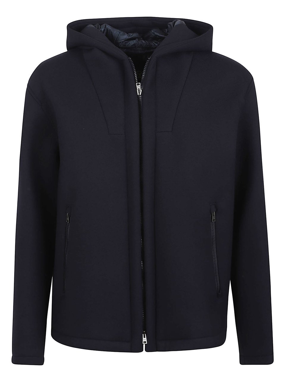 Herno Water-Repellent Viscose Jersey Hooded Jacket Zwart