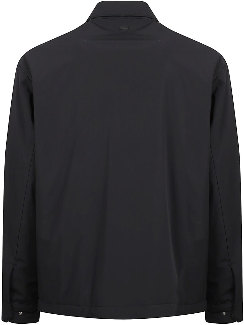 Herno Minimalist Jacket With Concealed Closure And Adjustable Cuffs Zwart