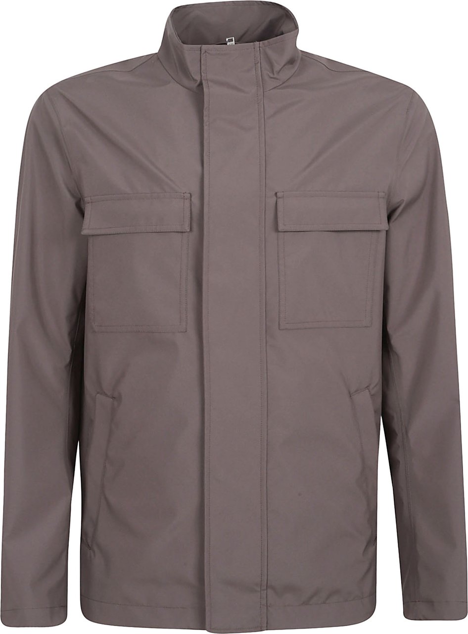 Herno Brown Casual Jacket with High Collar Grijs