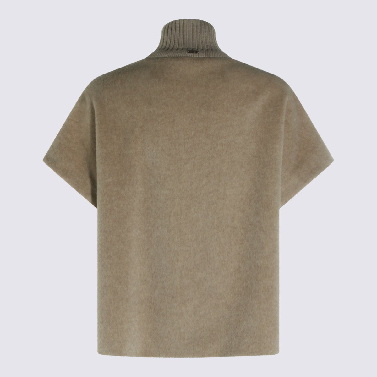 Herno Boxy Short Sleeve Coat With Ribbed High Collar Grijs