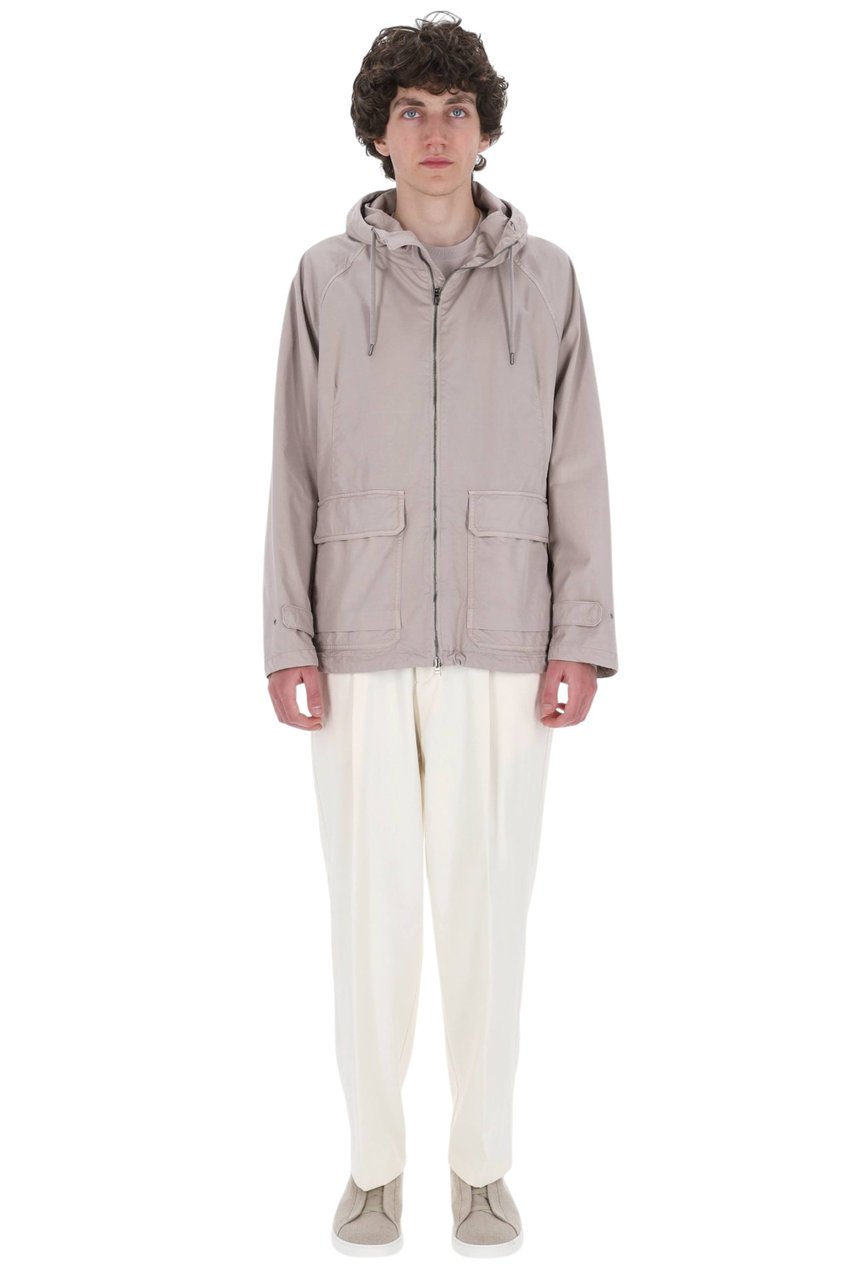 Herno Technical Cotton Gabardine Hooded Jacket Wit