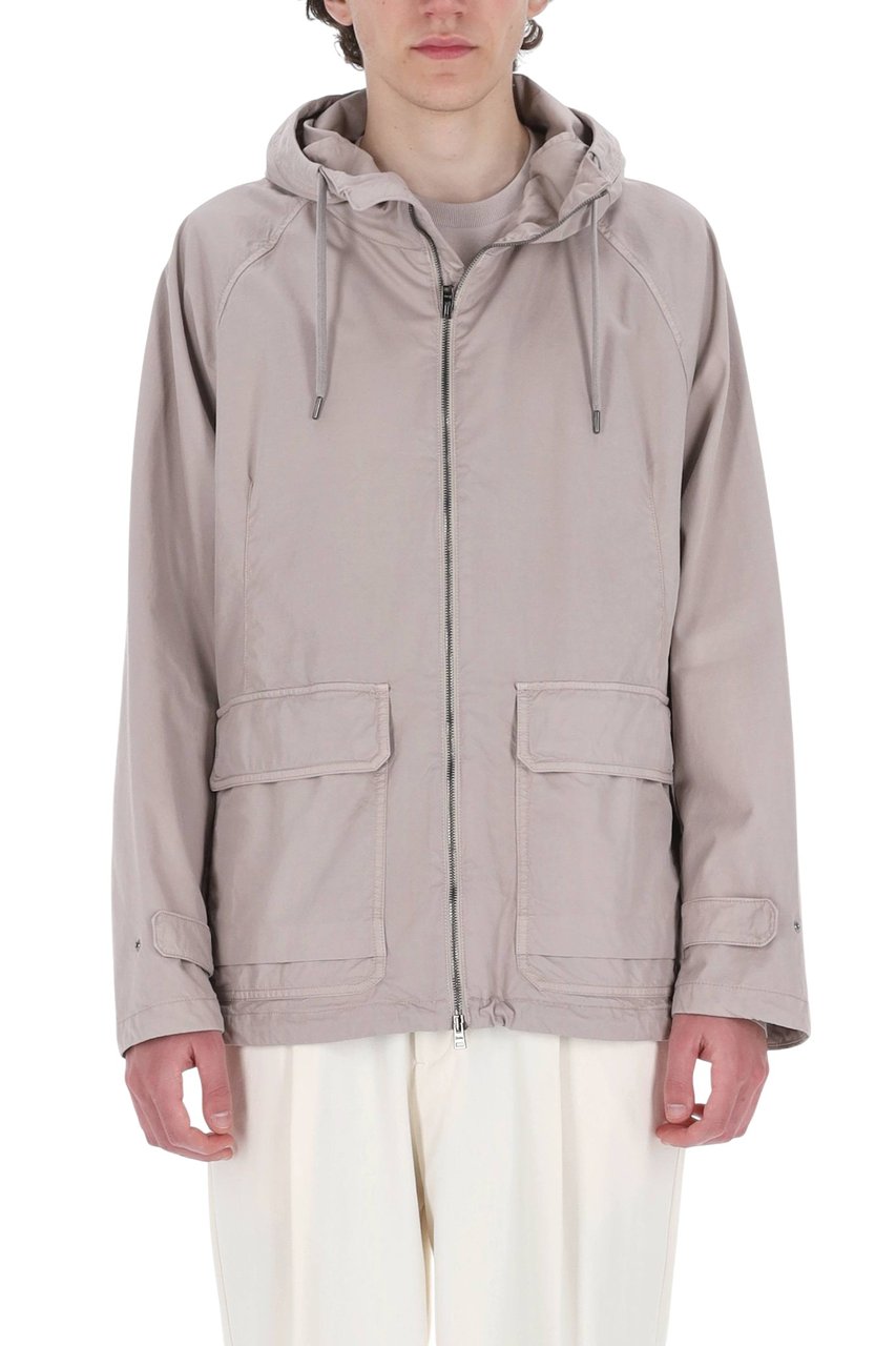 Herno Technical Cotton Gabardine Hooded Jacket Wit