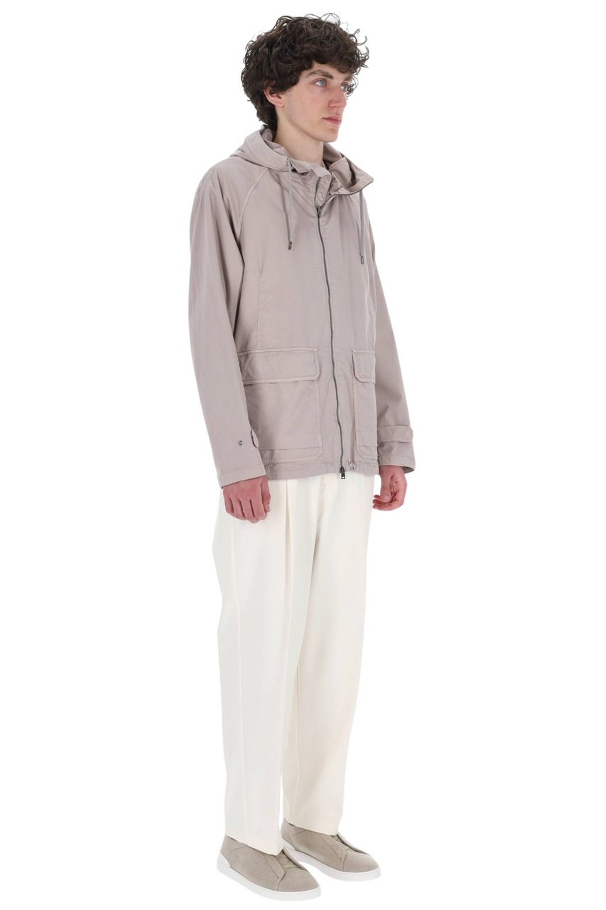 Herno Technical Cotton Gabardine Hooded Jacket Wit