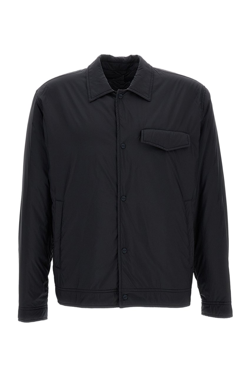 Herno Boxy-Cut Lightweight Overshirt Jacket with Structured Pockets Blauw
