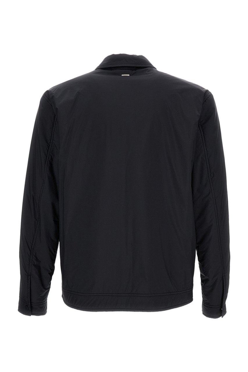 Herno Boxy-Cut Lightweight Overshirt Jacket with Structured Pockets Blauw