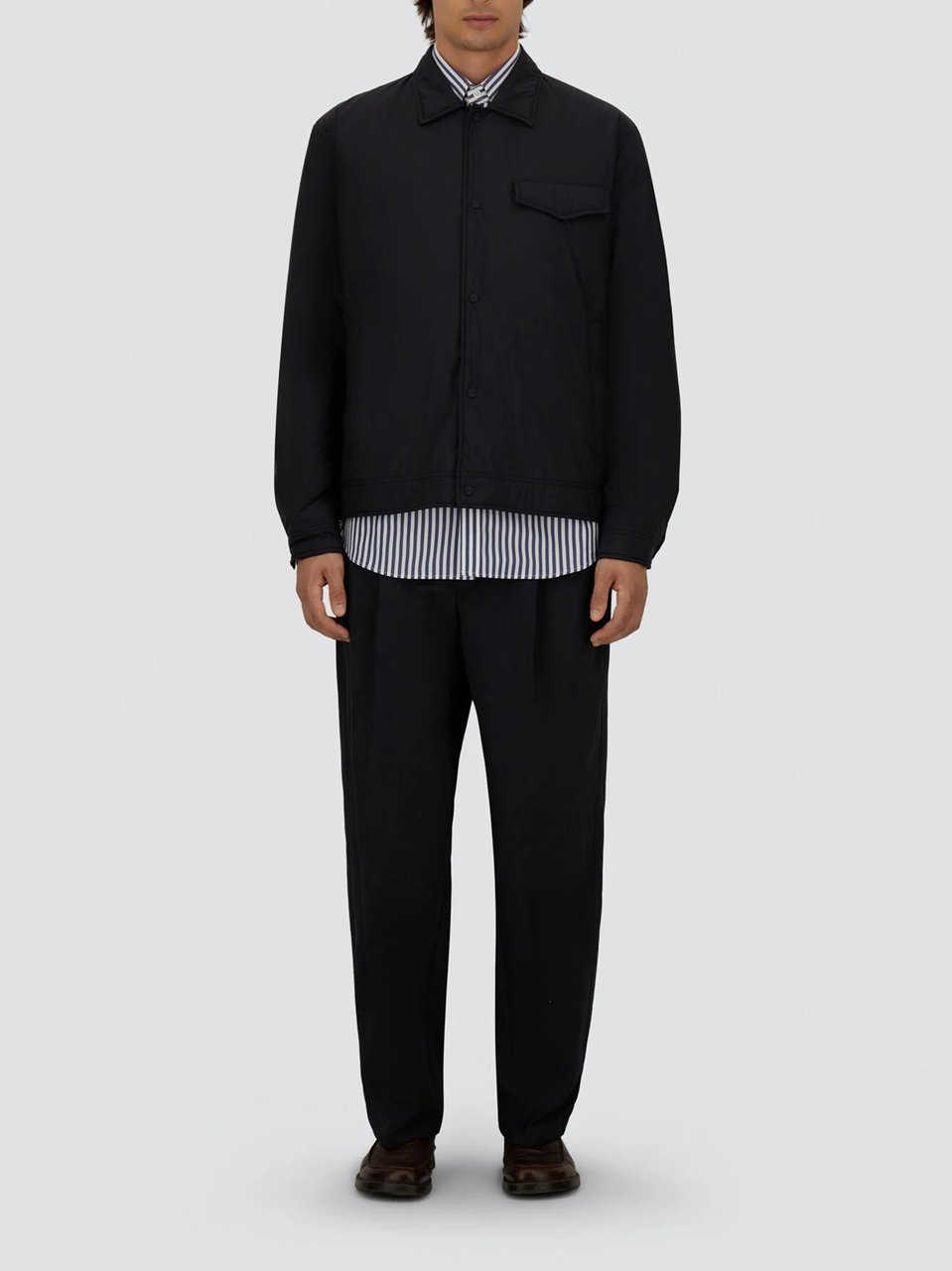 Herno Black Structured Minimalist Tailored Cotton Jacket Zwart