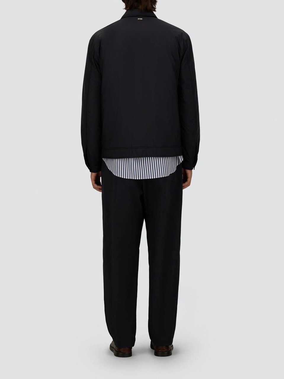 Herno Black Structured Minimalist Tailored Cotton Jacket Zwart