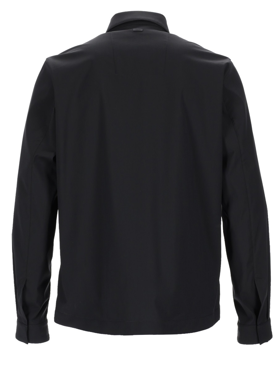 Herno Wool-Blend Minimalist Single Pocket Casual Shirt Zwart
