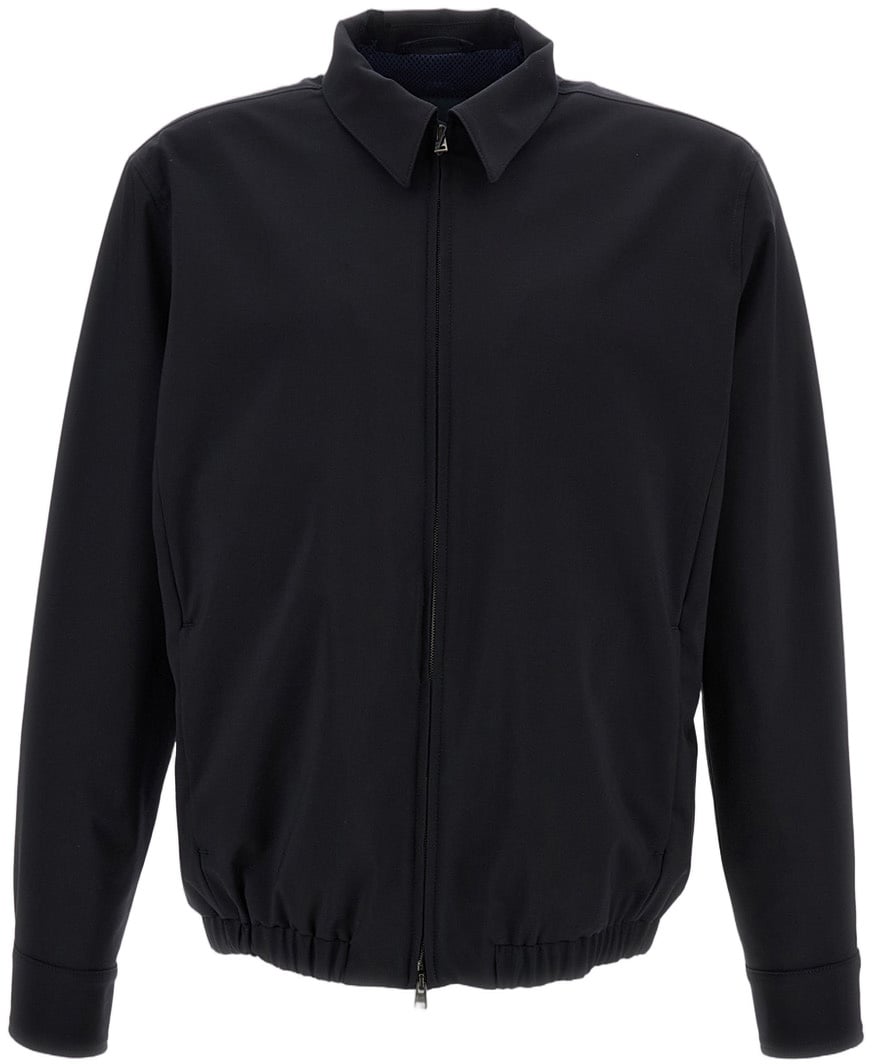 Herno Blue Stretch Twill Shirt Jacket Zwart