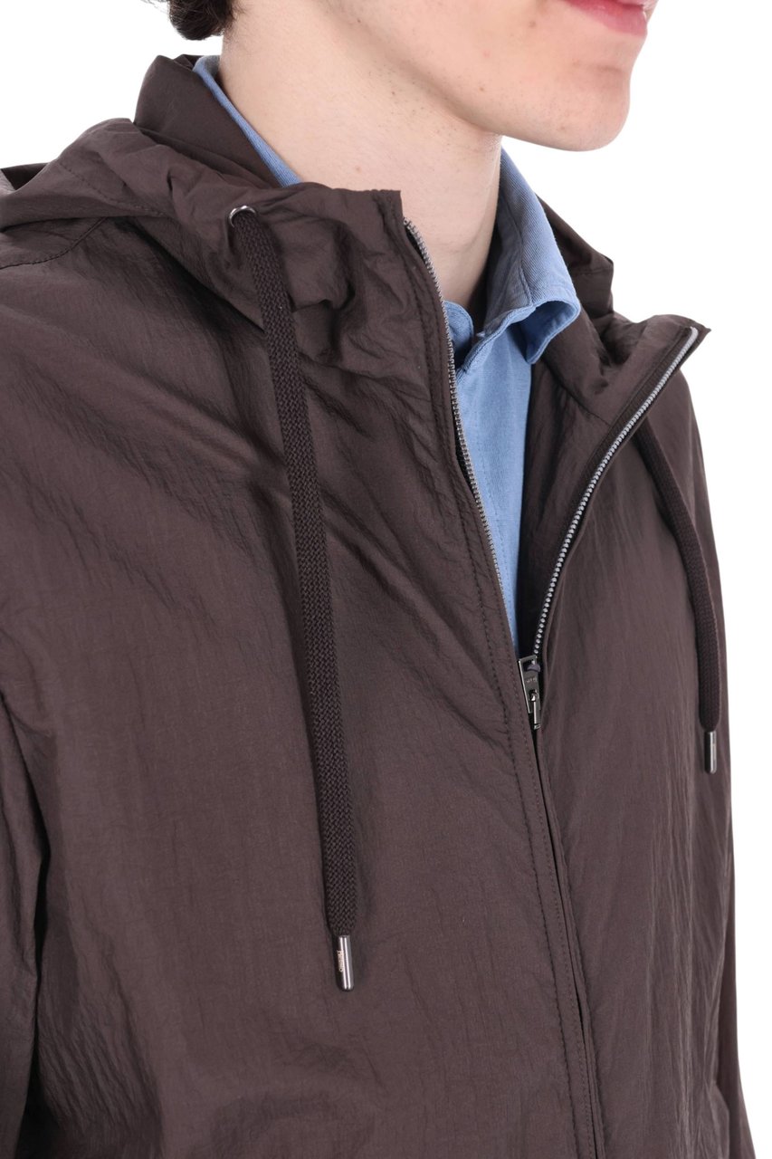 Herno Brown Superlight Embossed Nylon Bomber Jacket Grijs