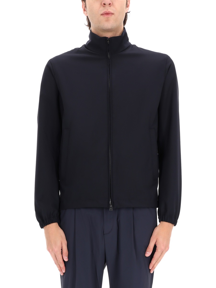 Herno Neutrals Minimalist Stand Collar Sports Jacket Zwart