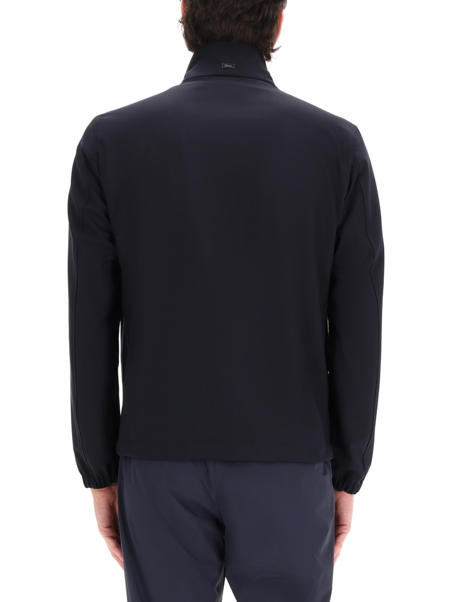 Herno Neutrals Minimalist Stand Collar Sports Jacket Zwart