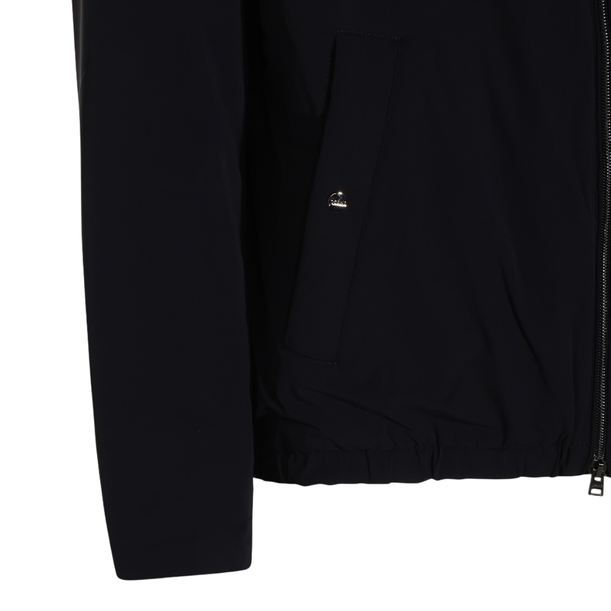 Herno Solid Black Jacket with Adjustable Drawstrings Zwart