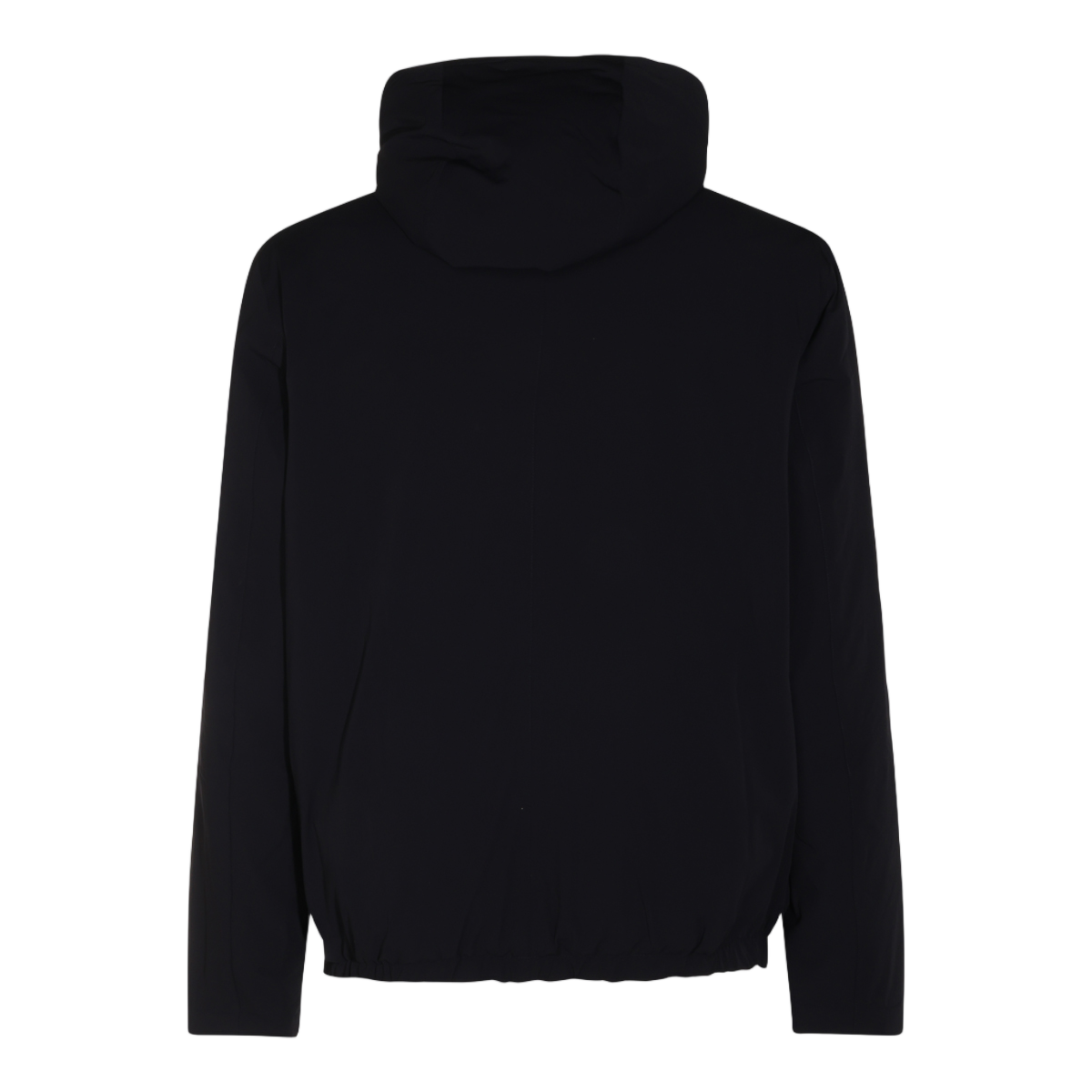 Herno Solid Black Jacket with Adjustable Drawstrings Zwart