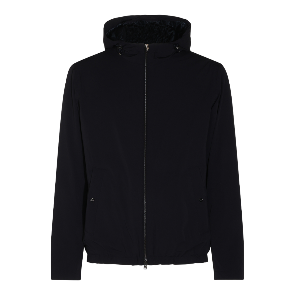 Herno Solid Black Jacket with Adjustable Drawstrings Zwart