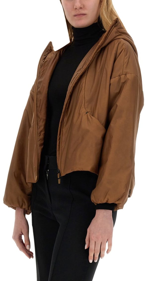 Herno Cropped Brown Nylon Jacket Bruin
