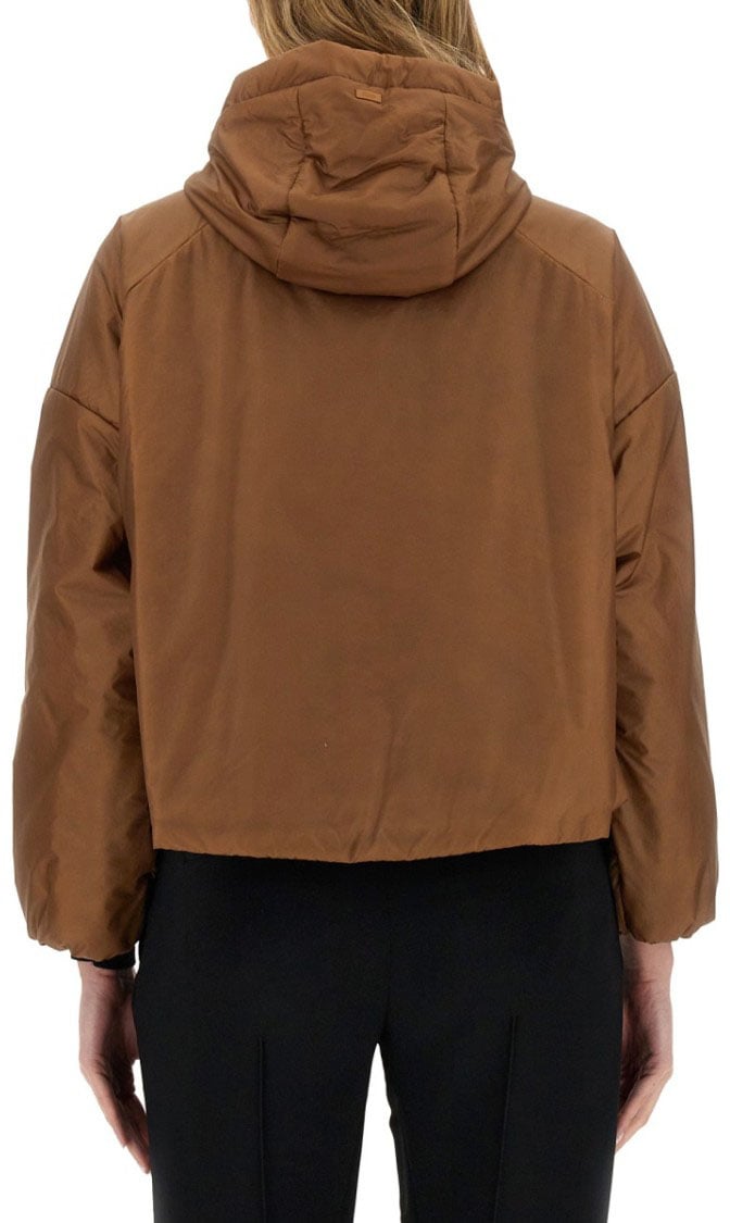 Herno Cropped Brown Nylon Jacket Bruin