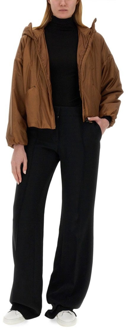 Herno Cropped Brown Nylon Jacket Bruin
