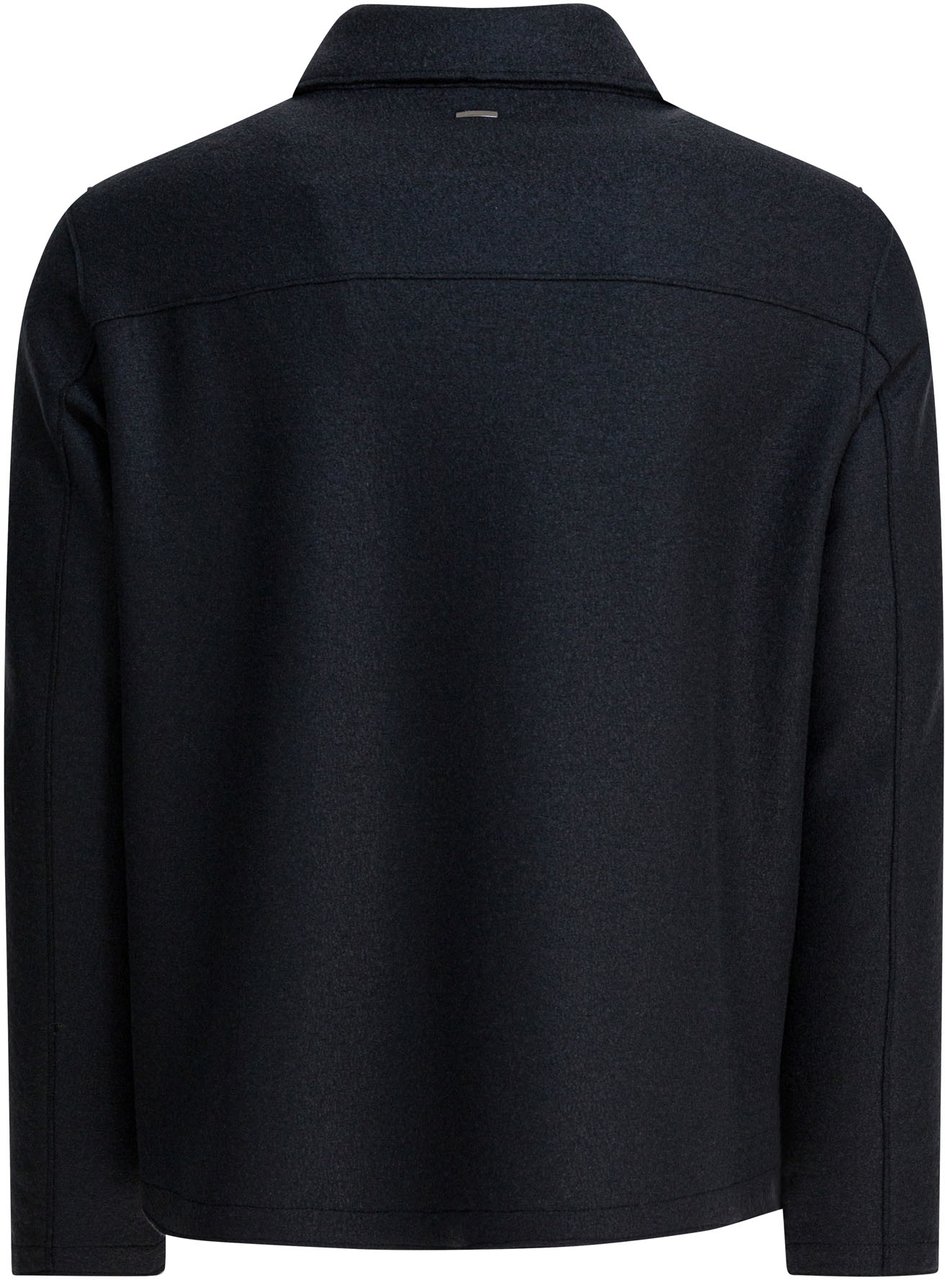 Herno Virgin wool overshirt jacket Blauw