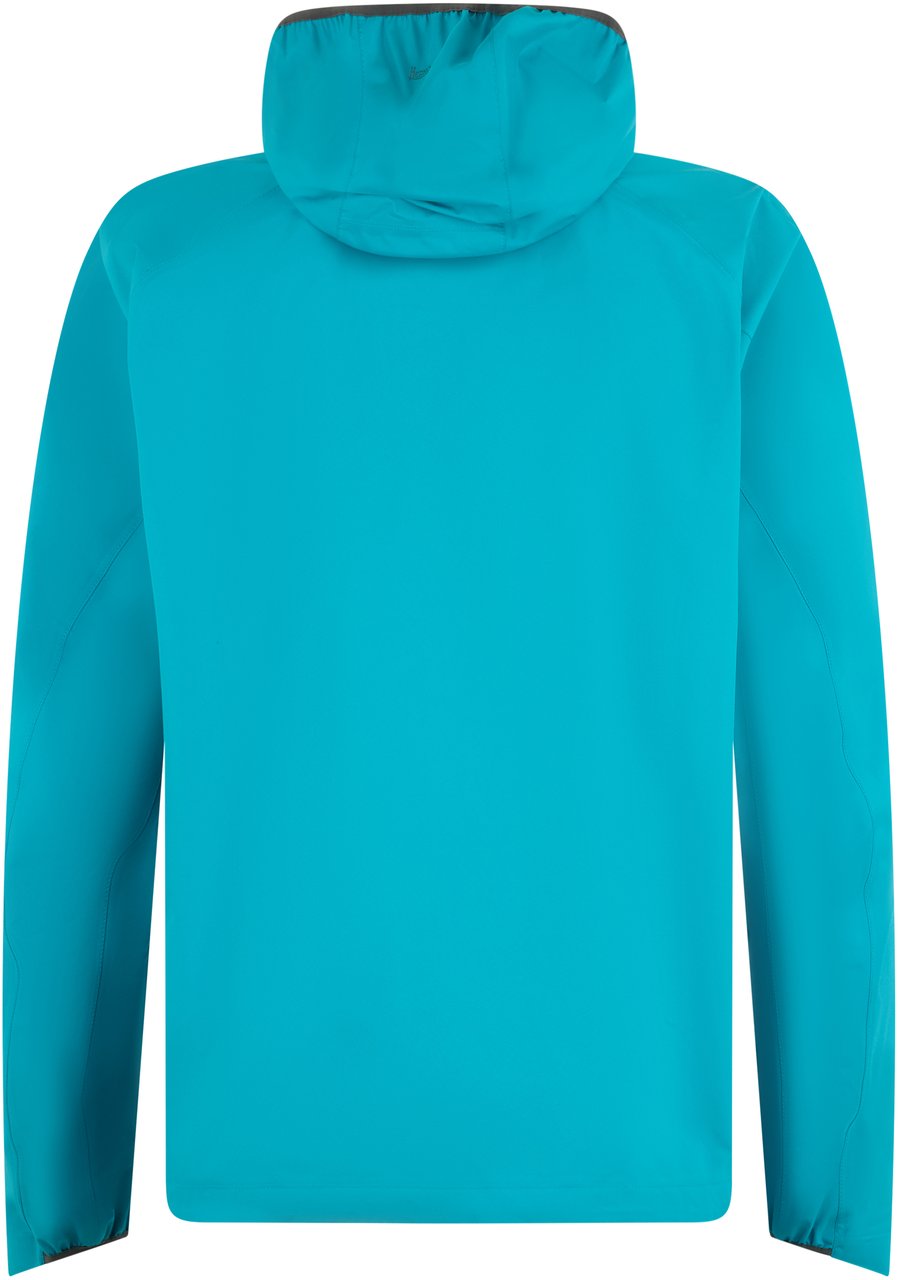 Herno Light turquoise jacket with hood and zipper Blauw