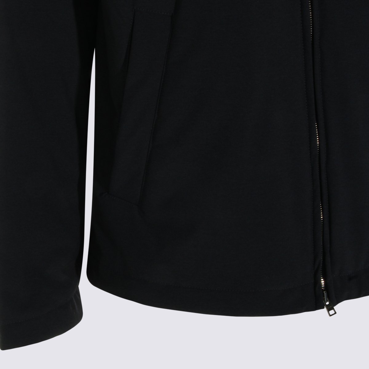 Herno Tailored Minimalist Jacket With High Collar And Fur Lining Zwart