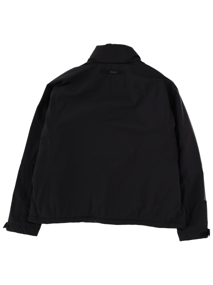 Herno Relaxed Fit Minimalist Zip-Up Jacket Zwart