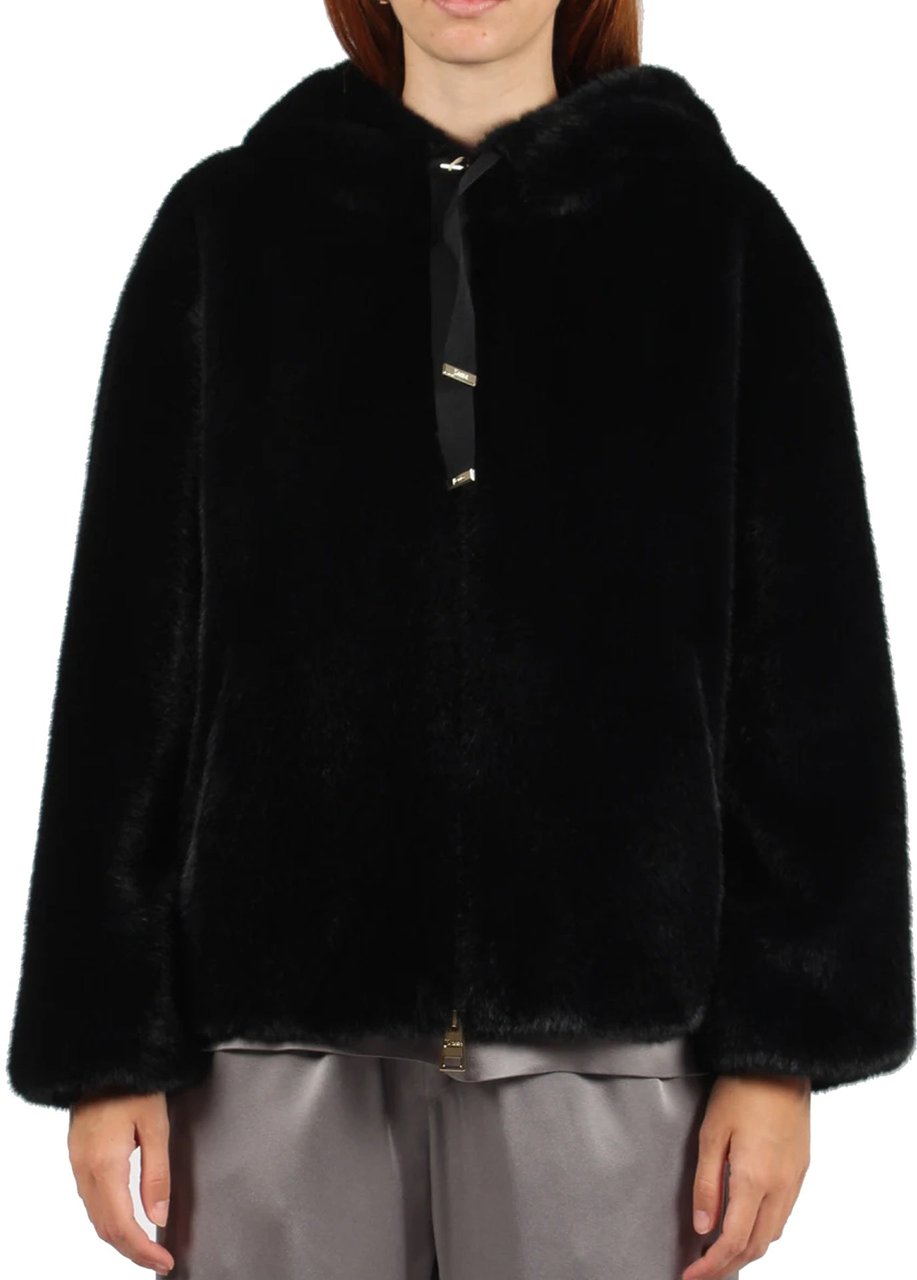 Herno HERNO Faux Fur Hooded Jacket Zwart