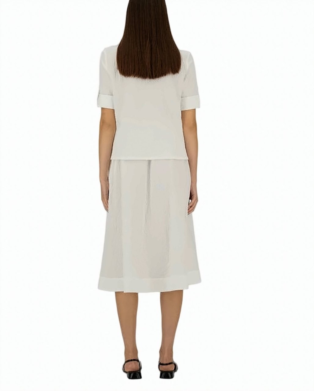Herno Mmlrane Cotton Blend Flared Skirt Wit