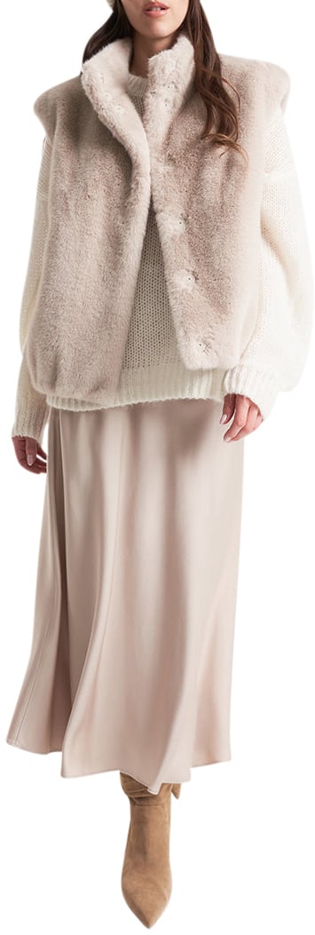 Herno Satin midi skirt Beige