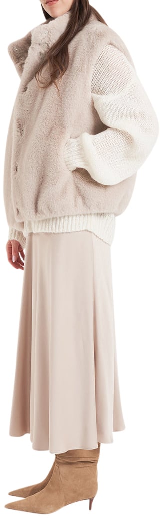 Herno Satin midi skirt Beige