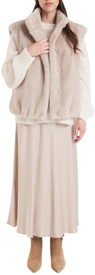 Herno Satin midi skirt Beige